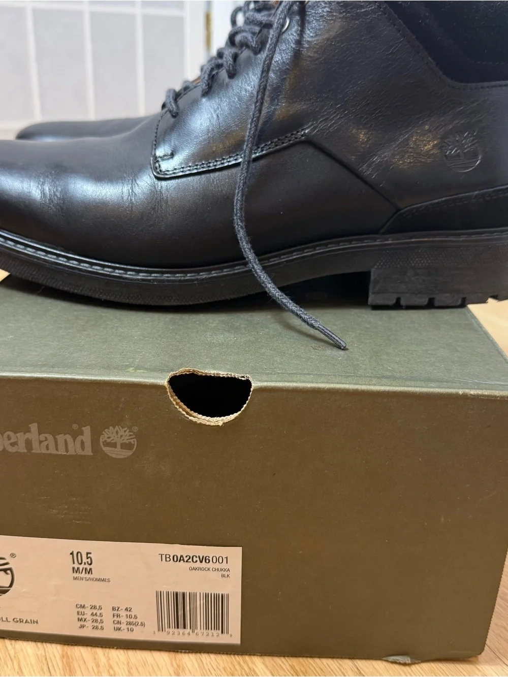 Timberland Men's Black Leather Lace-Up Chukka Boots Size 10.5